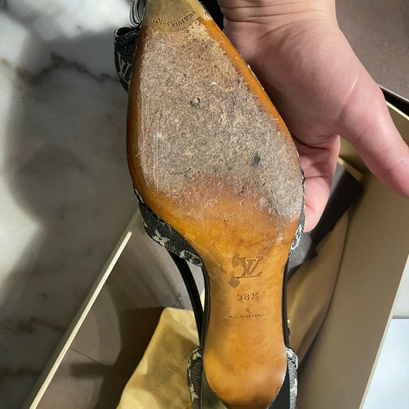 Louis Vuitton Black Monogram Slingback Heels - Picture 6 of 9